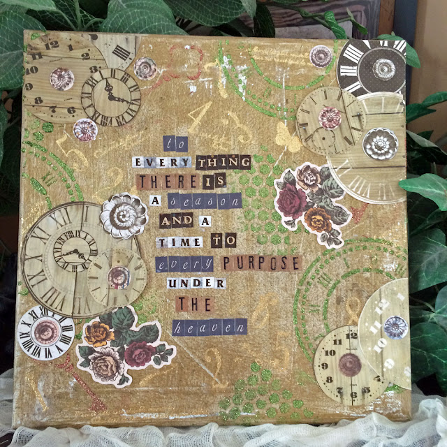 To Everything There is a Season Altered Canvas by Lynn Shokoples for BoBunny featuring Foil Transfers and the Provence Collection