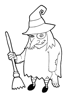 free online halloween coloring witch page