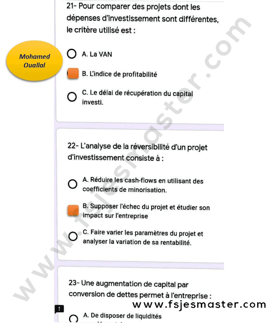 Correction du Concours Master Finance Islamique 2020-2021 - Fsjes Agdal