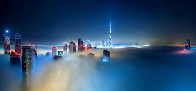 Dubai-based German photographer Sebastian Opitz captures the surreal and mystical look of his adopted city as fog rolls in and out at sunrise. The photographer renames the cityscape as Cloud City for the brief moments when the mist takes over and fills the empty space between the towering buildings. Optiz's images offer a serene and dreamy view of a bustling city, re-imagining it as a heavenly metropolis in the sky.