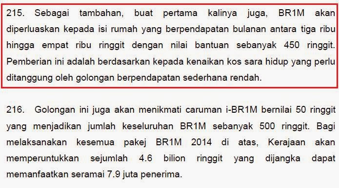 Bajet 2014: BR1M diperluas kepada Isi Rumah Berpendapatan 