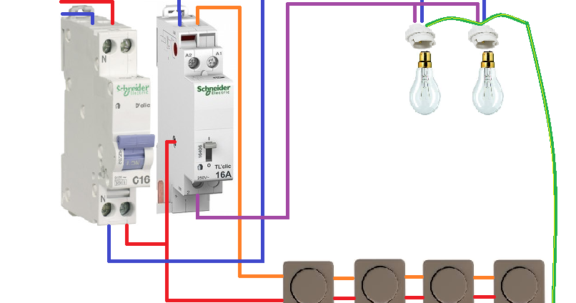 Branchement Telerupteur Merlin Gerin Multi 9 Tl / Montage Cablage