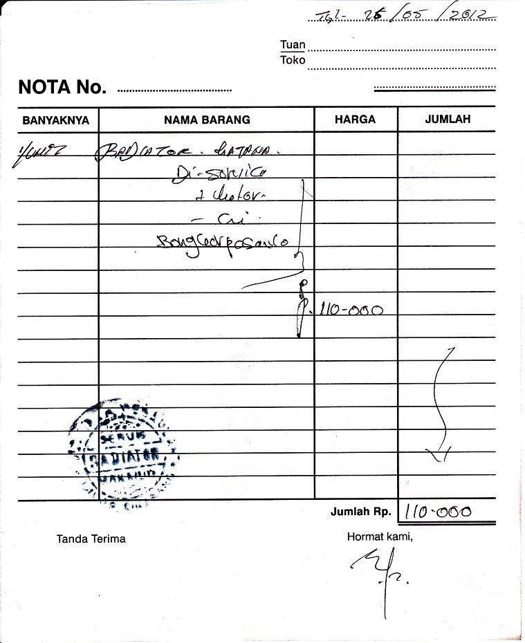 Contoh Nota Bengkel Las Belajar Saja