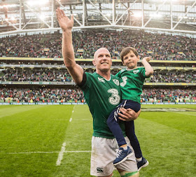 Paul O'Connell (and son) after his last home game for Ireland.