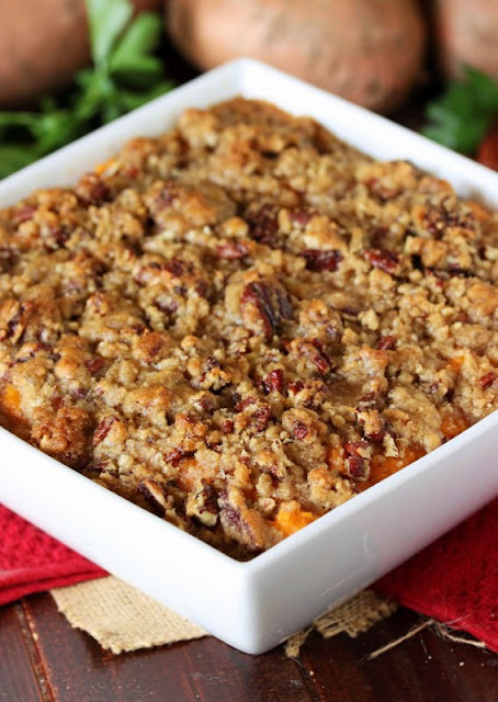 Southern Sweet Potato Casserole with Pecan-Brown Sugar Topping Image