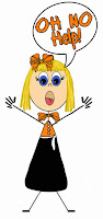 A stickgirl character with blonde hair and an orange bow asking for help.