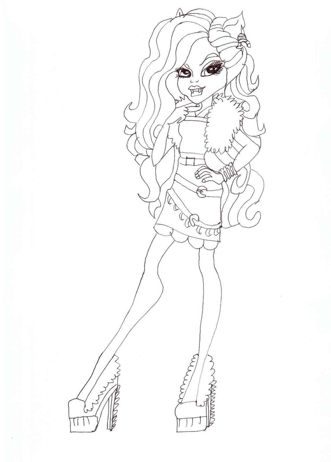 Free printable monster high Clawdeen Wolf Scaris City of Frights coloring sheet