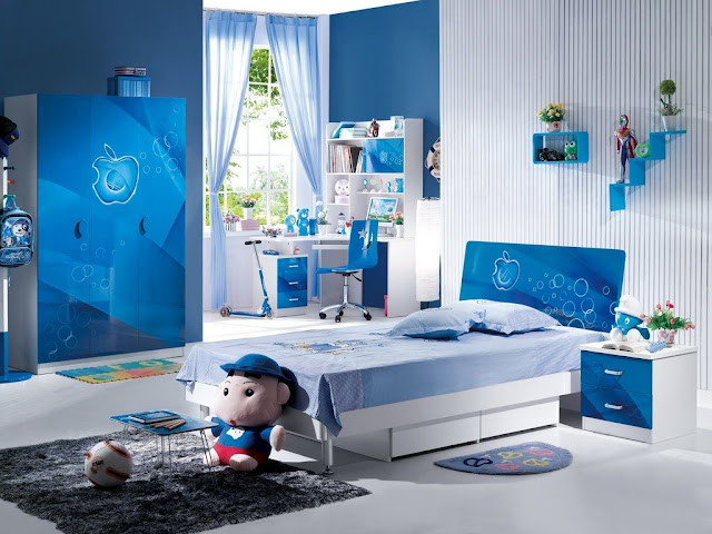 Kamar Tidur Anak Perempuan Minimalis Warna Biru