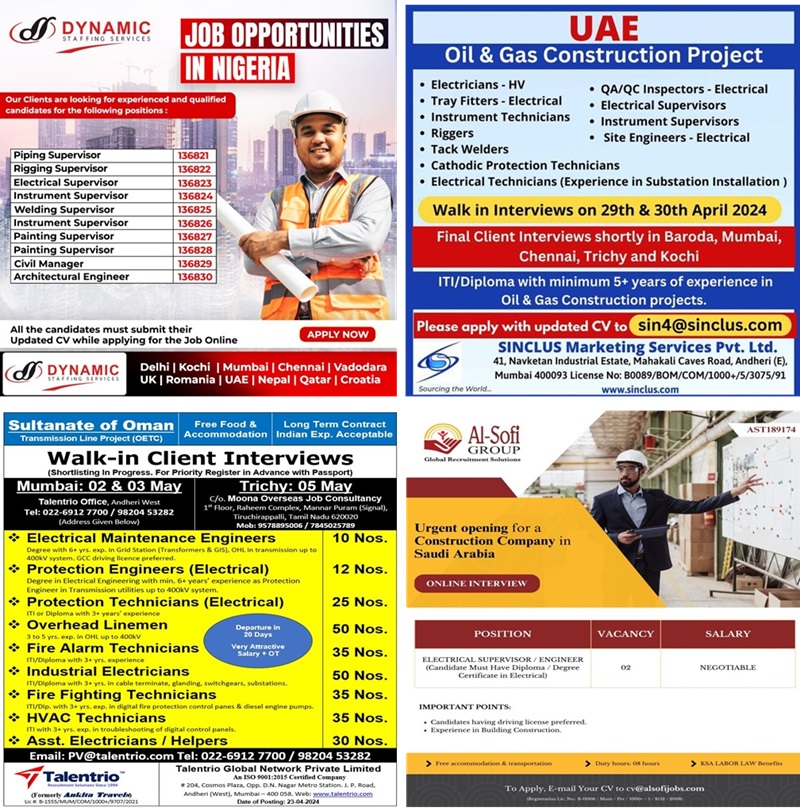 Abroad Times Job Vacancy Requirements For Nigeria, Oman, Saudi Arabia, Qatar, and UAE