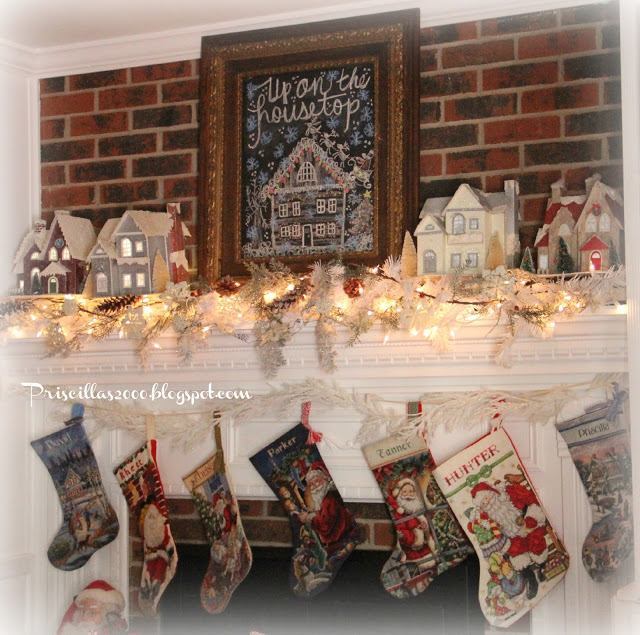 Priciallas- Christmas  Mantel-From My Front Porch To Yours- Treasure Hunt Thursday