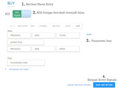 Pengaturan Entry Signals BUY