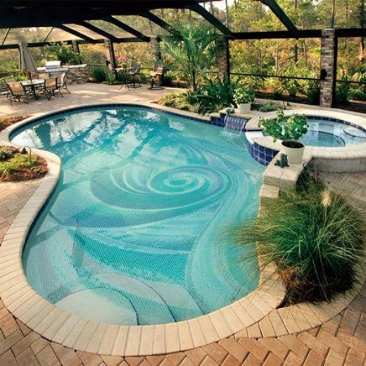 Coastal Motif Tiles Pool Design Idea