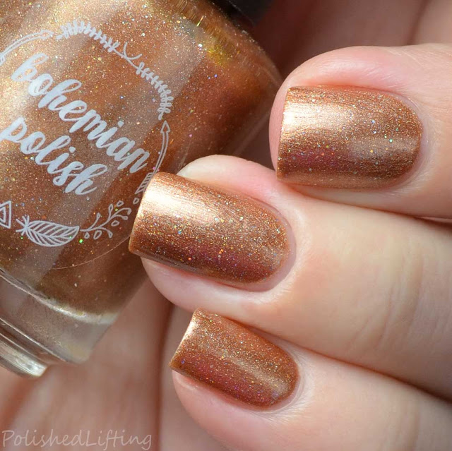 golden brown holographic nail polish