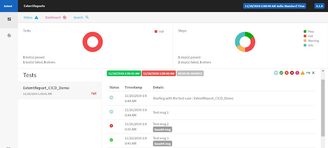 How to write logs to extent report with screenshot as base64 image