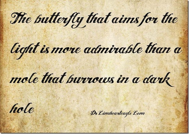 The butterfly that aims for the light is more admirable than a mole that burrows in a dark hole