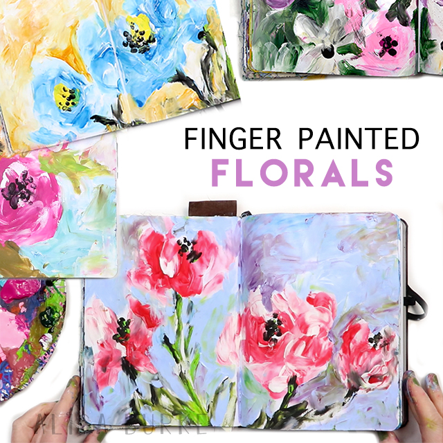 finger painted flowers