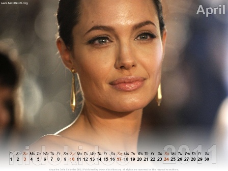 Angelina Jolie Desktop Calendar 2011 Sexiest Hollywood Actress Calendar 