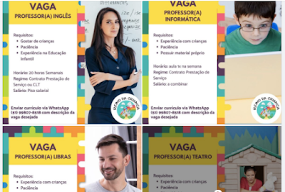 Vaga para professores de Inglês, Informática, Teatro e outros em Canoas