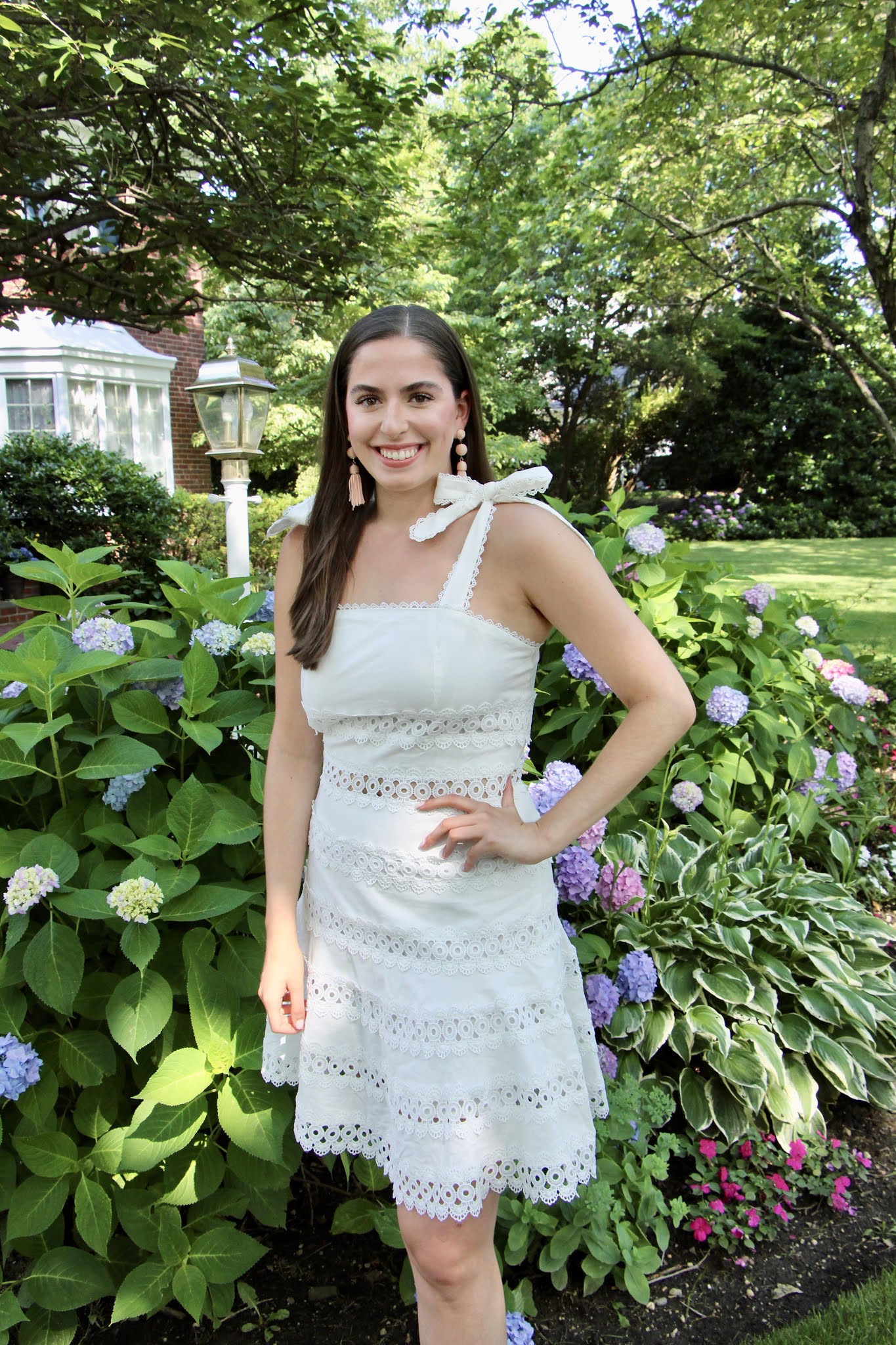 cut out dress, hydrangeas