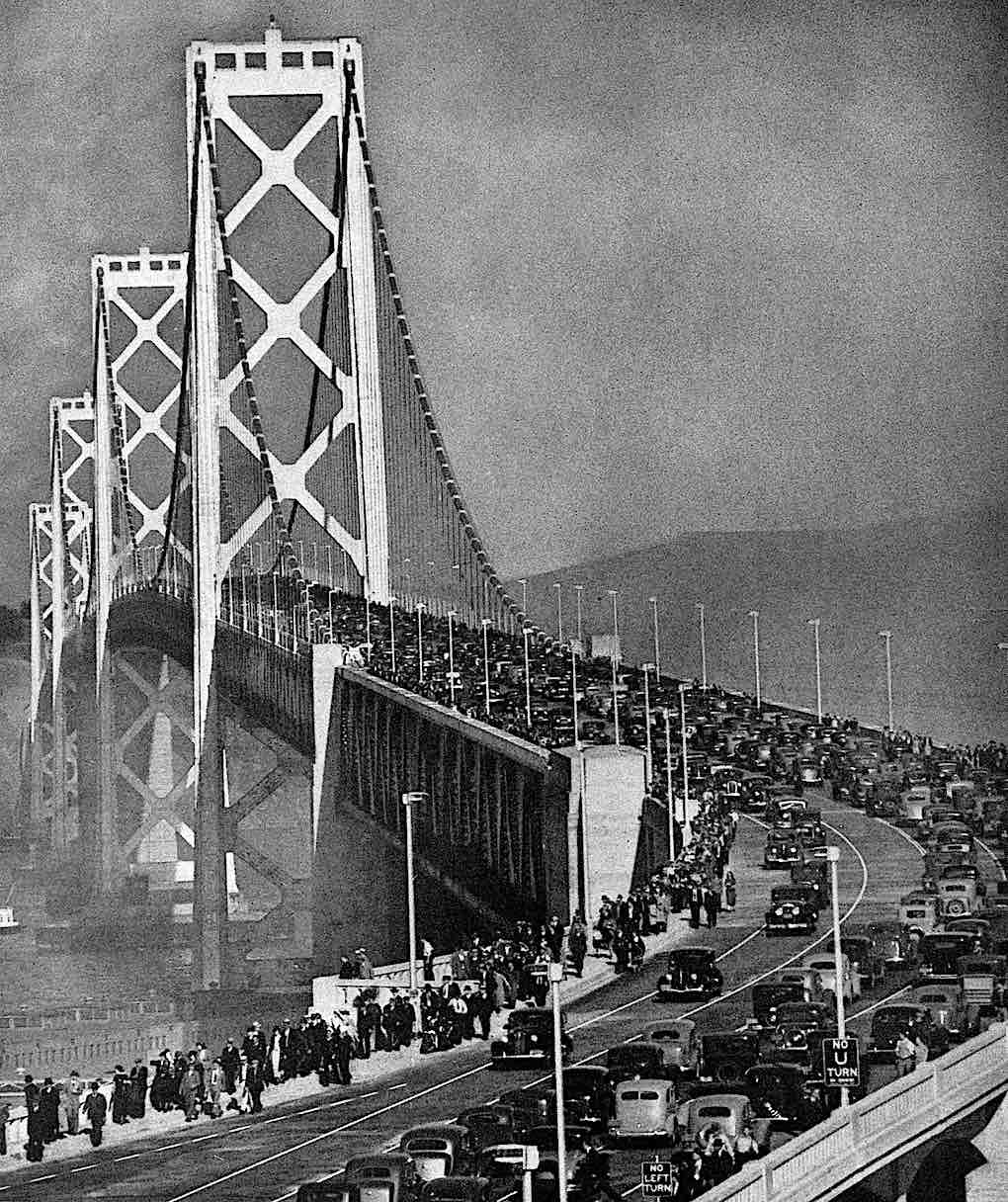 opening day on the 1936 San Francisco Oakland Bay Bridge, a photograph