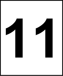 numero 11 dentro de un cuadrado negro, numeral once en un cuadro con orilla negro, aprender los números de 0 al 20, aprender a contar de cero a veinte, serie numerica, tarjetas de numeros