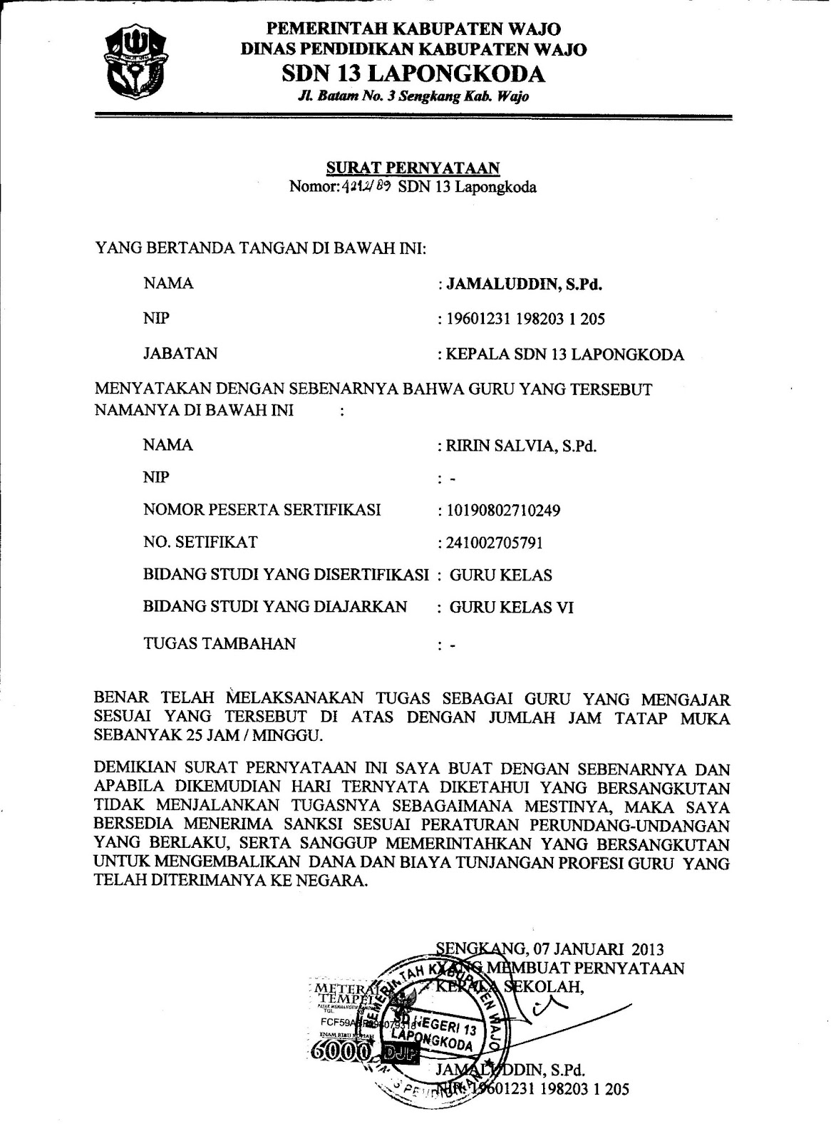 Contoh Surat Pernyataan Melaksanakan Tugas - Ternyata 