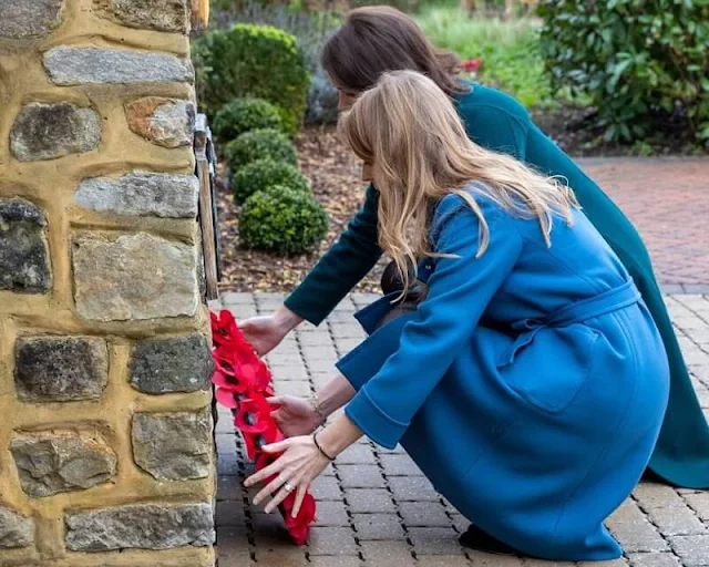 Princess Beatrice wore a striking teal blue overcoat and heeled Chelsea boots. Princess Eugenie wore a print mini dress by Whistles