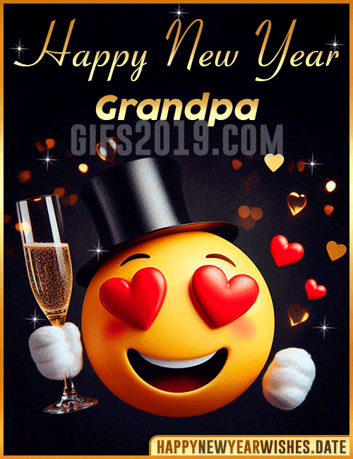 Emoticon in Love Happy New Year gif Grandpa