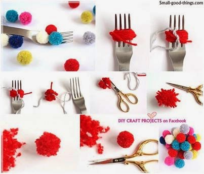 How to make a pom poms with fork..........think unique and make a unique stuff