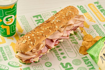 A Subway sandwich on Honey Oat Bread.