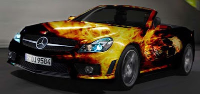 Skull Fire Airbrush Designs on Mercedes CLK