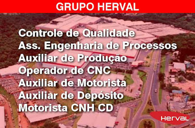 Grupo Herval abre vagas para Auxiliar de Produção, Aux. Depósito, Motorista e outras em Dois Irmãos