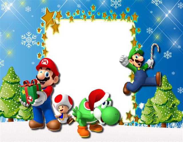 Marco digital navideño inspirado en Super Mario Bros 