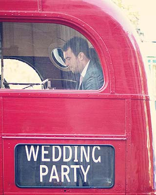 guest inside routemaster wedding bus