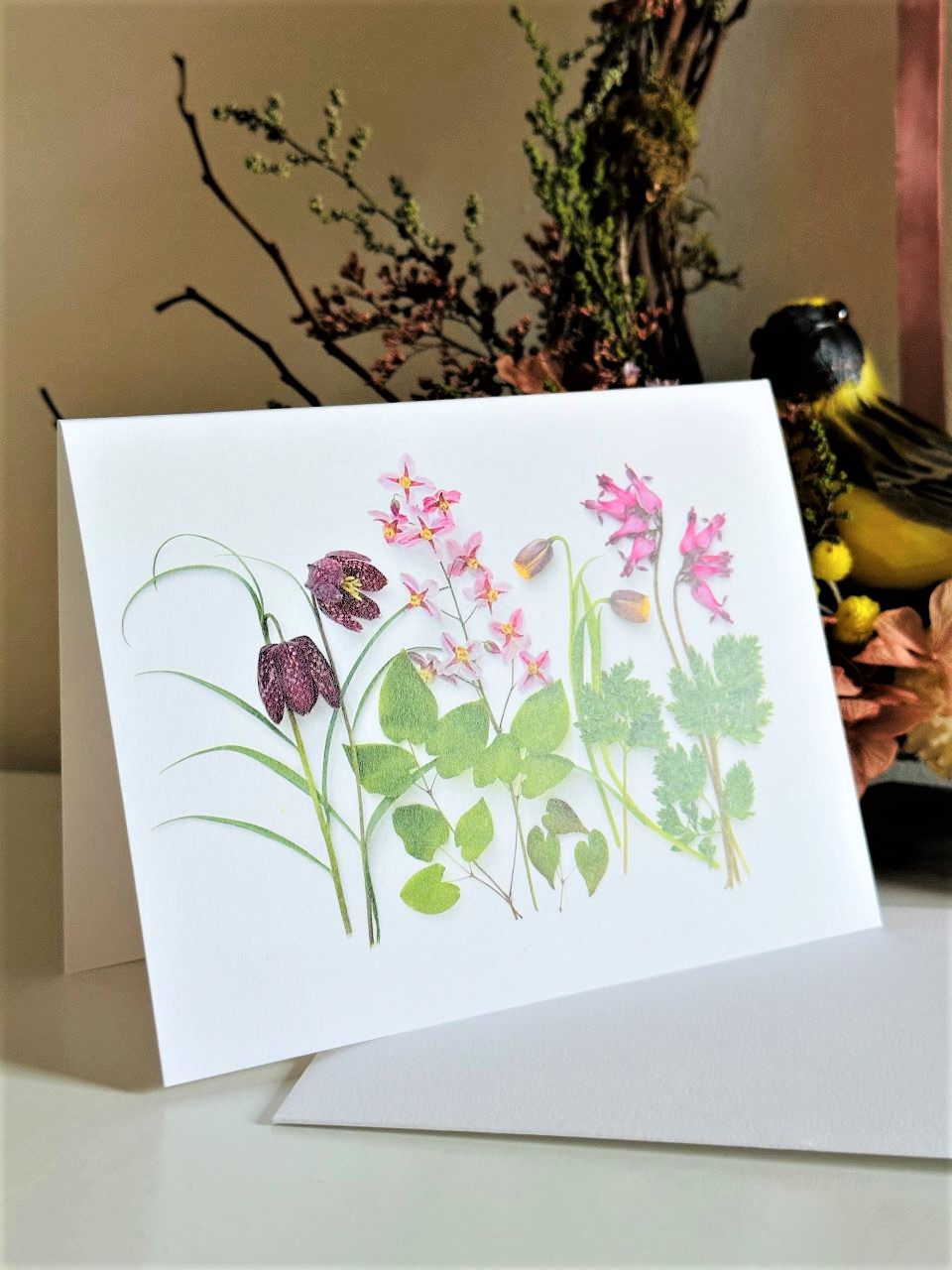 Spring Wildflowers & Fritillary greeting card