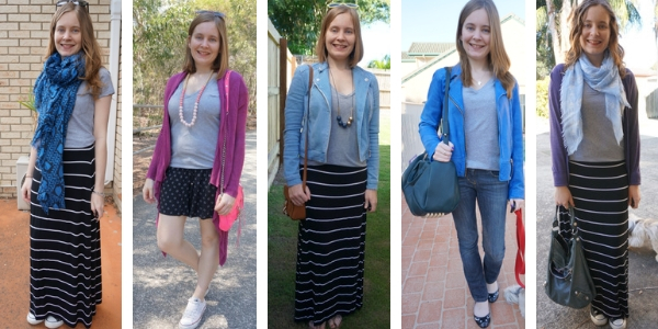 5 outfit ideas ways to wear grey v-neck tee | away from the blue