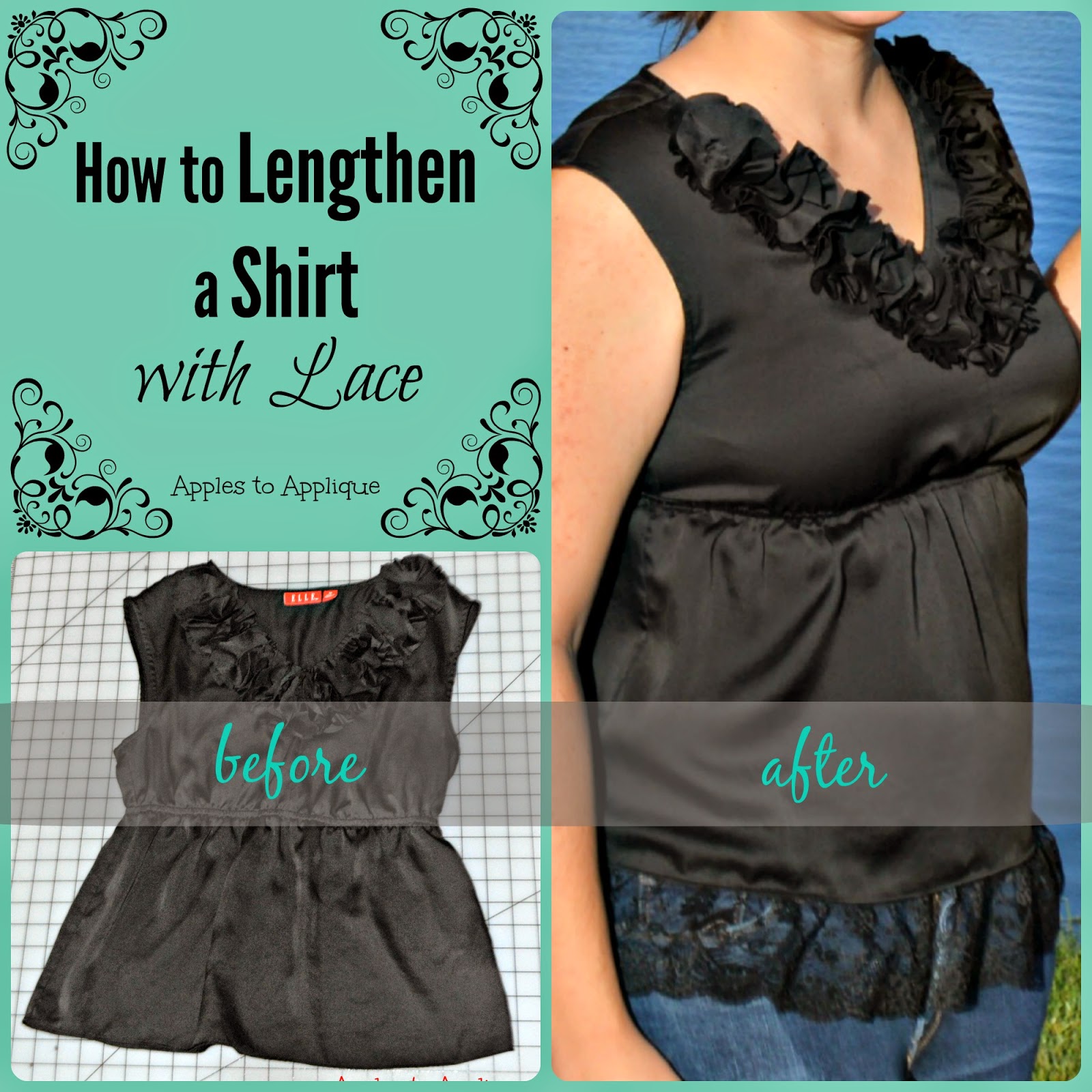 Apples to Applique: How to Lengthen a Shirt with Lace