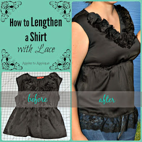 How to Lengthen a Shirt with Lace | Apples to Applique #sewing #tutorial #DIY #fashion