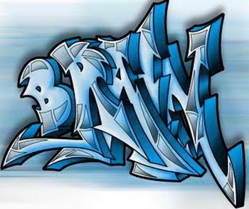 MAKING YOUR NAME GRAFFITI DESIGN STYLE COLLECTION, Name Graffiti In Hat, Coll Blue Brain, Exotic Name, Pink Name