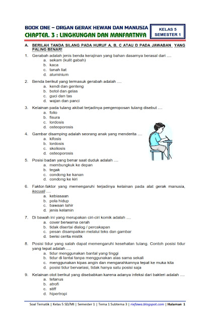 Download Soal dan Kunci Jawaban Kelas 5 Semester 1 Tema 1 