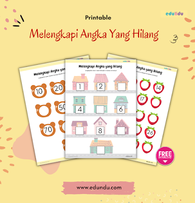 Printable Melengkapi Angka Yang Hilang PAUD Gratis