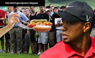 celebrity gossip Flying Hot Dog Attacks Tiger Woods