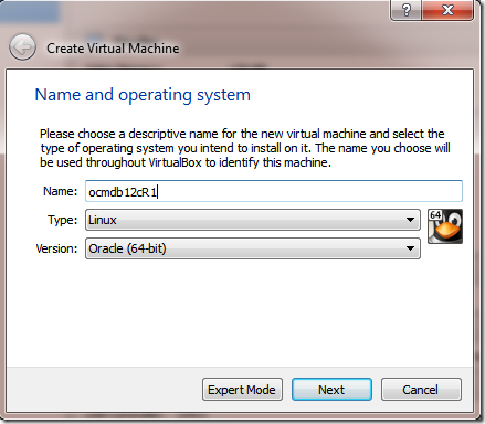 Create VM Machine New nome