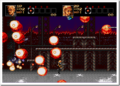 Explosions everywhere,bullets mashing robots..its Contra