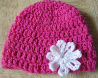 Sweet Nothings Crochet free crochet pattern blog ; close up of photo of Beanie 6 made for donation