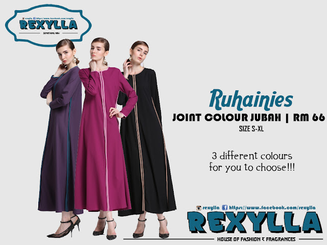 rexylla, joint colour jubah, stripe jubah, ruhainies collection