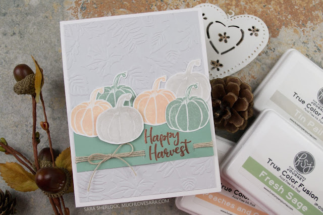 Soft, shabby, tones take over on this subtle autumn card.  Created using the Fun Stampers Journey Host Exclusive stamp set All Year Long. 