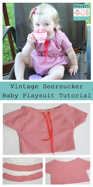 Vintage Seersucker Baby Playsuit Tutorial