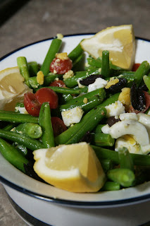 Green Beans with Tomatoes, Olives and Eggs