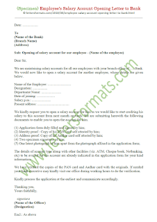 staff salary account opening letter format